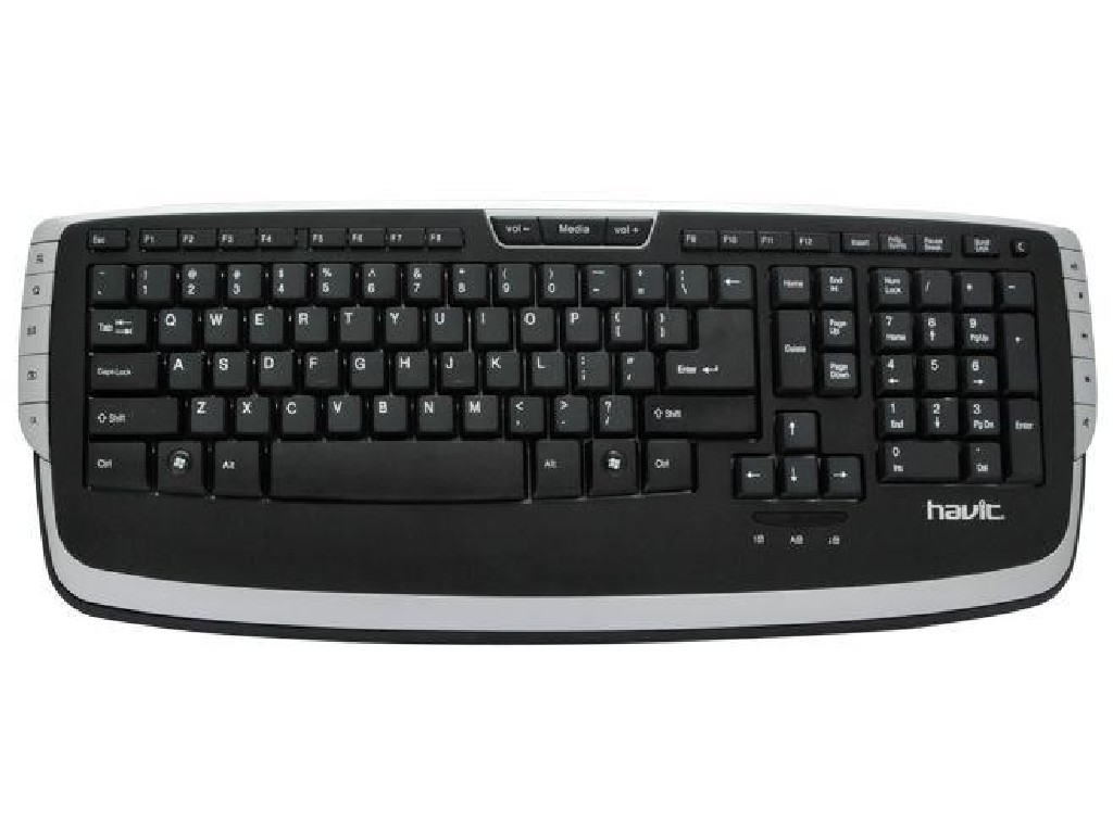 TECLADO HAVIT CABLE USB NEGRO/PLATA HVK813M