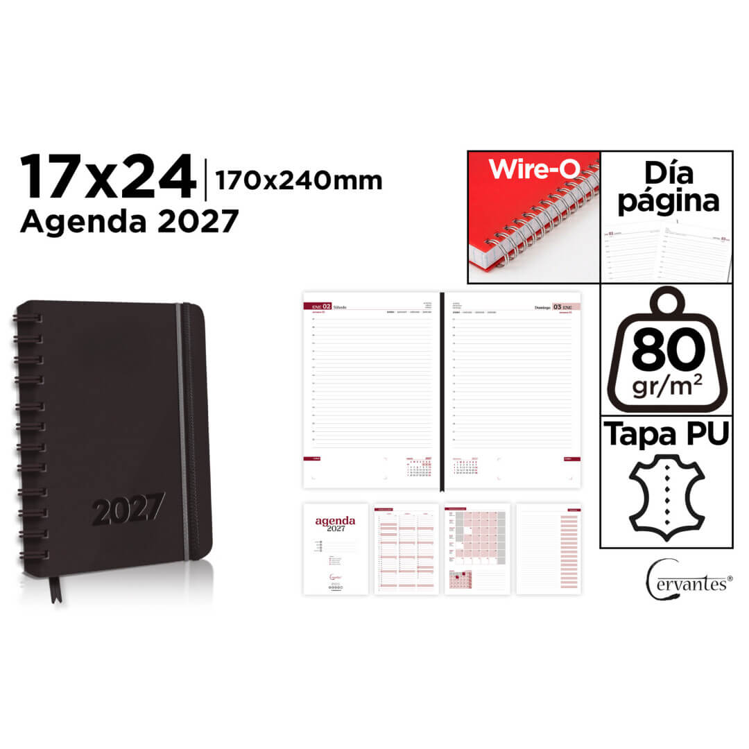 AGENDA MP 2027 17x24 POLIPIEL D/P CE27-44-1 NEGRA