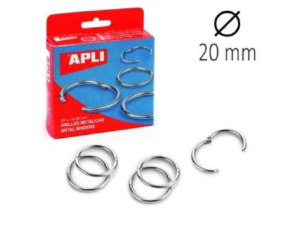 ANILLA METALICA 20 MM C/20 UNIDADES APLI 00451