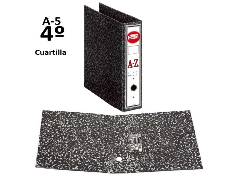 ARCHIVADOR AZ PRAXTON 4º CUARTILLA JASPEADO NEGRO/