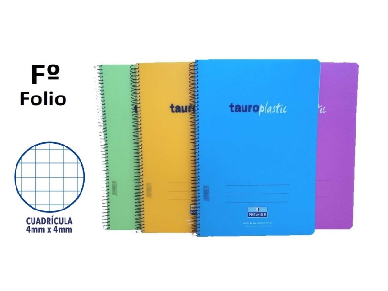 BLOC ESPIRAL TAURO PLASTIC Fº 80 H CUADRO 4 MM SUR