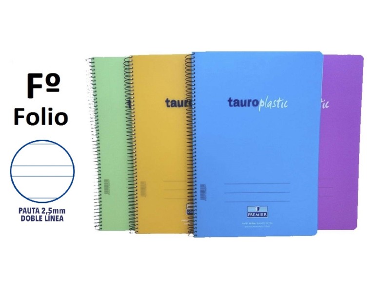 BLOC ESPIRAL TAURO PLASTIC Fº 80 H 2 RAYAS 2,5 MM