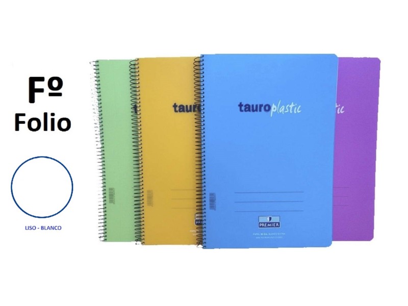 BLOC ESPIRAL TAURO PLASTIC Fº 80 H LISO BLANCO