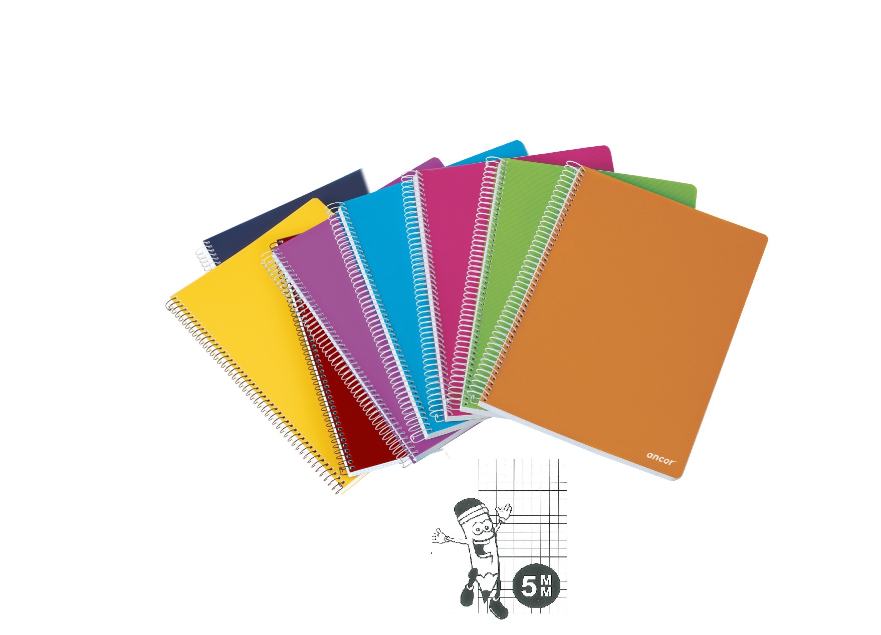 BLOC ANCOR Fº 80 H TAPA PLASTICO 5 MM COLOR SURTID