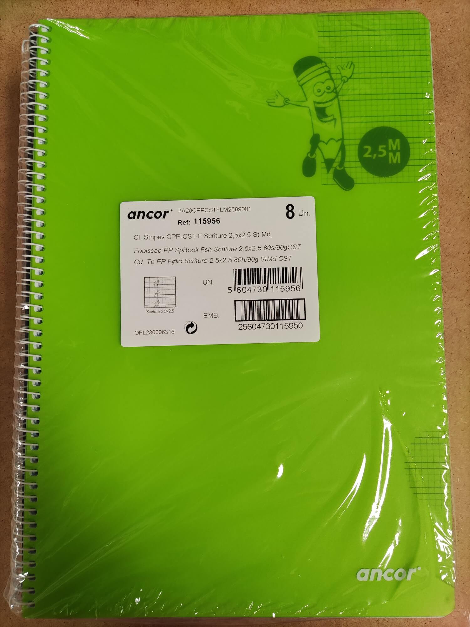 BLOC ANCOR Fº 80 H TAPA PLASTICO 2,5 MM COLOR SURT