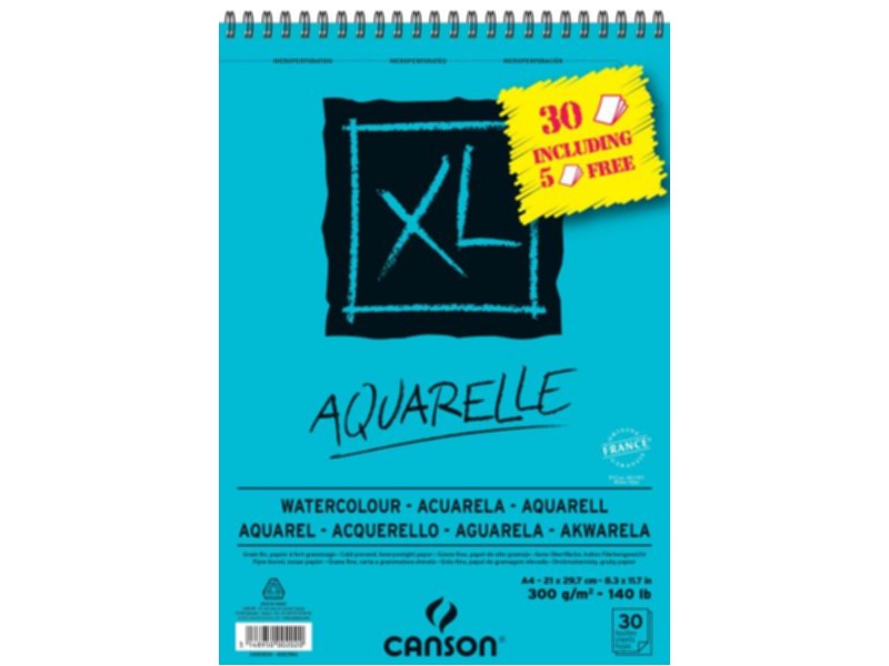 BLOC CANSON XL ACUARELA A-4 400110016 300 GR.25+5H