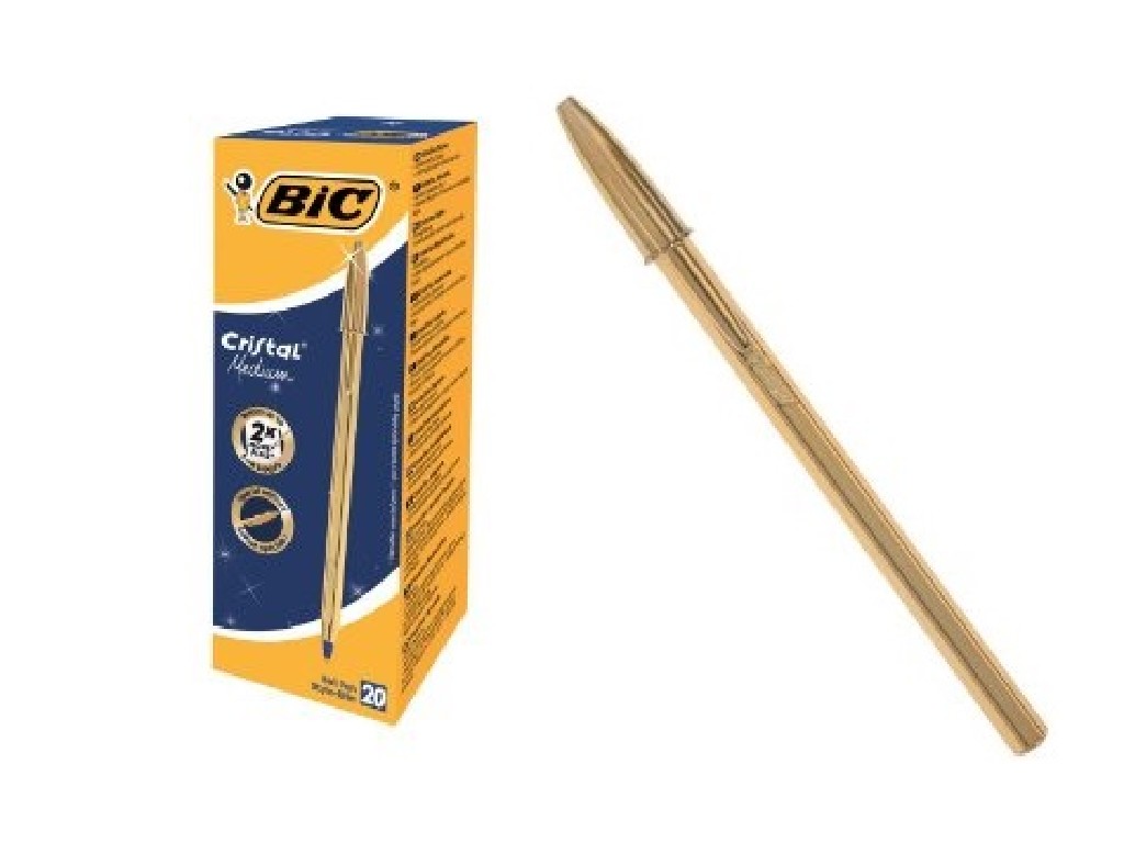 BOLI BIC CRISTAL CELEBRATE GOLD AZUL C/20 UNIDADES