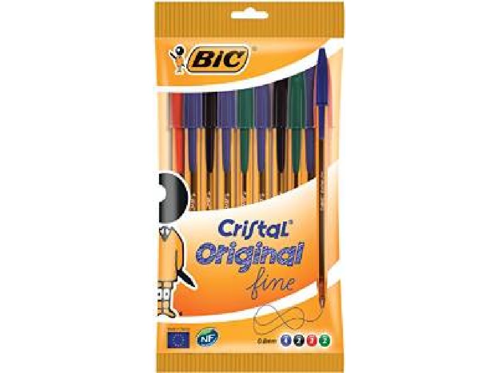 BOLI BIC CRISTAL FINE SURTIDOS BOLSA/10 872723
