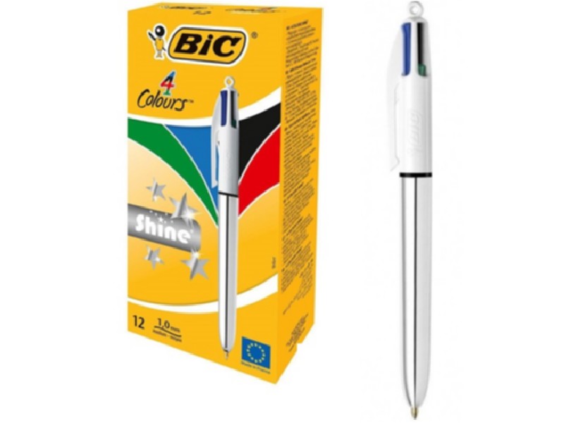 BOLI BIC 4 COLORES SHINE C/12 PLATA 9203221