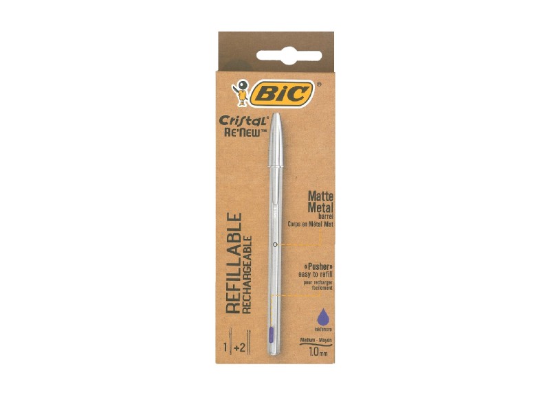 BOLI BIC CRISTAL METAL AZUL+2 RECAMBIO unidad