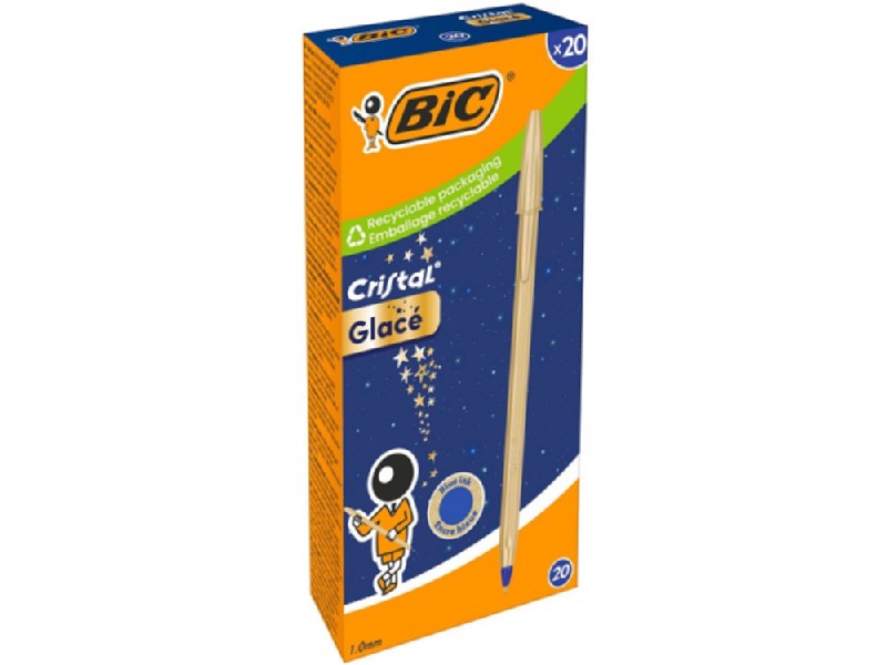 BOLI BIC CRISTAL GLACE ORO ESCRIBE AZUL C/20 UNIDA
