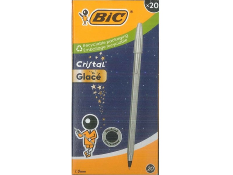 BOLI BIC CRISTAL GLACE PLATA ESCRIBE NEGRO C/20 UN
