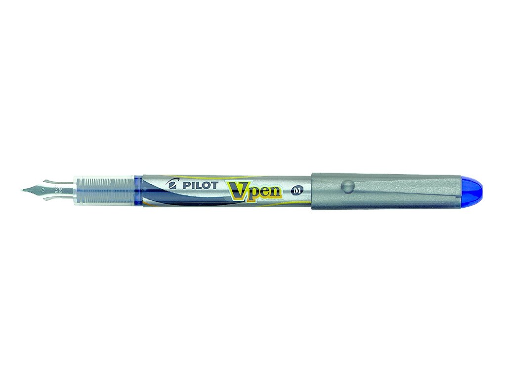 PLUMA PILOT V-PEN SILVER AZUL