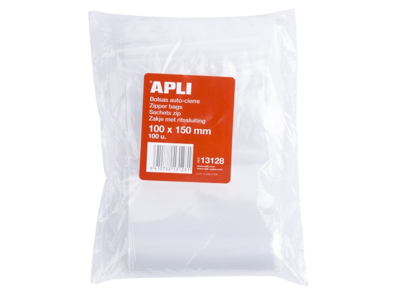 BOLSA PLASTICO AUTOCIERRE 100x150 MM PTE/100 13128