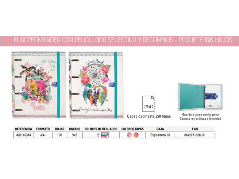 CARPETA 4/A A4 OXFORD BOHO+RECAMBIO 400110314