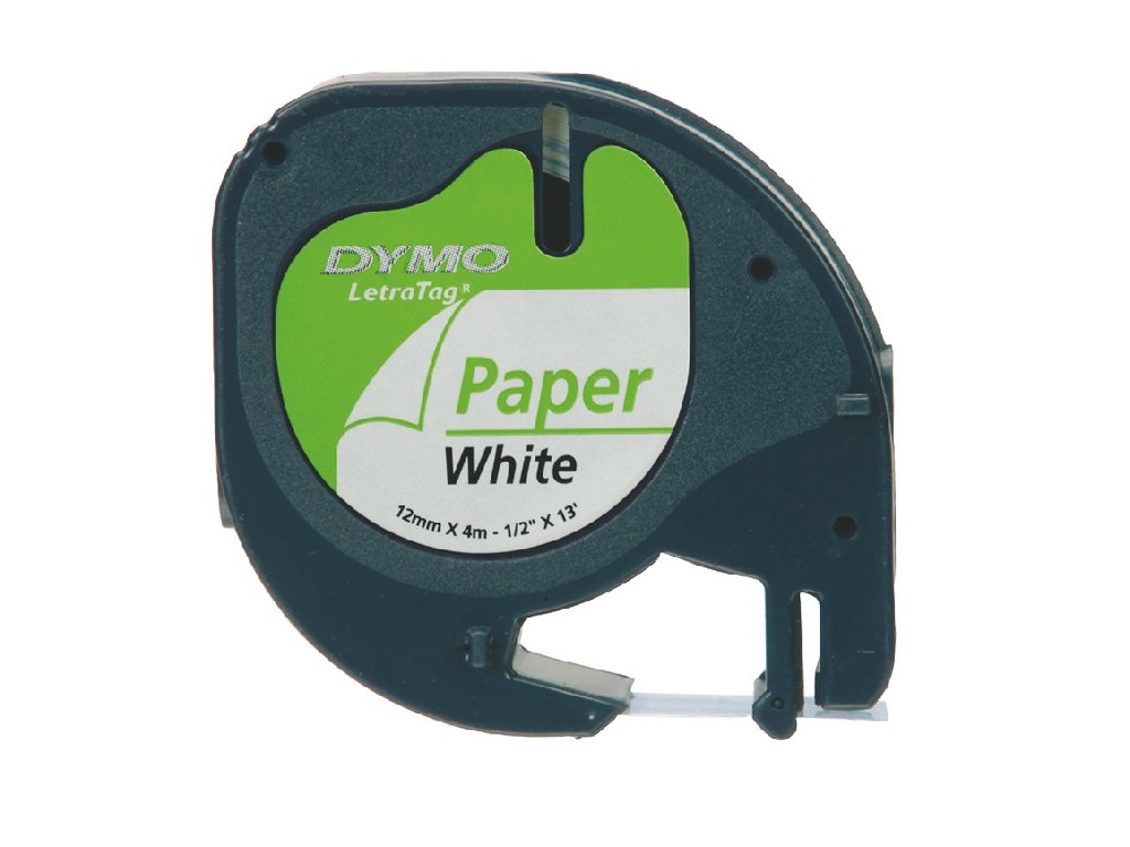 CINTA ROTULAR 12 MM x 4 M DYMO TAG PAPEL 91200 BLA