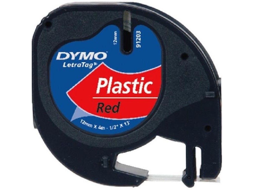 CINTA ROTULAR 12 MM x 4 M DYMO TAG PLASTICO ROJO