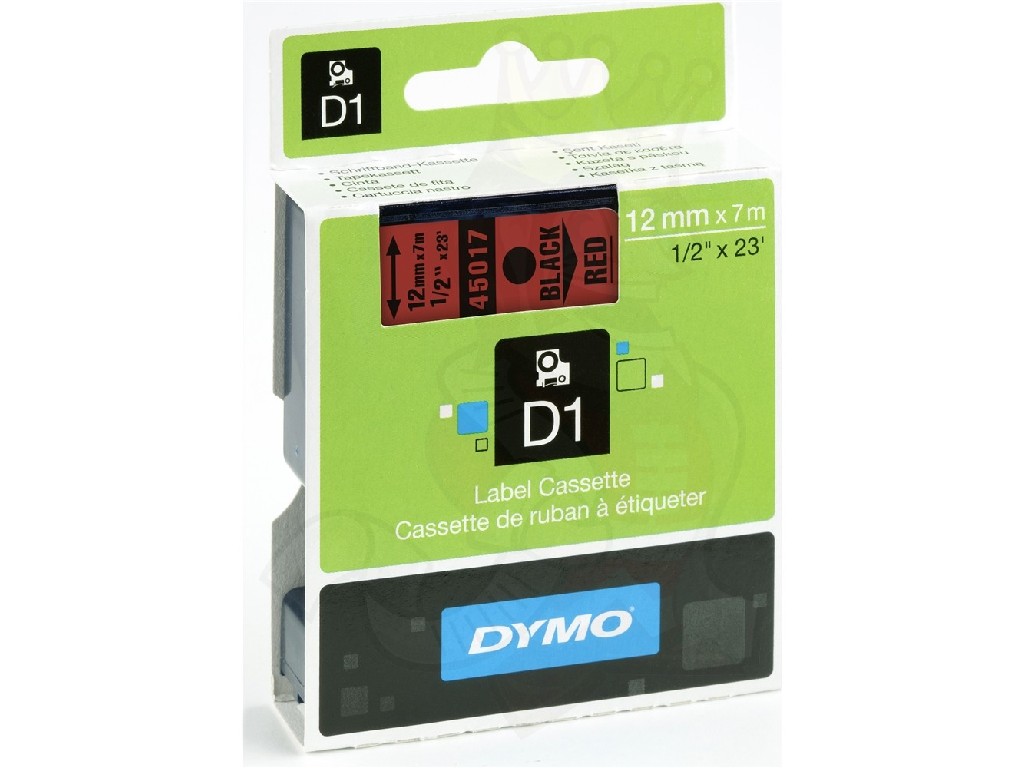 CINTA ROTULAR ELEC. 12MMx7M. DYMO D1 NEGRO/S/ROJO