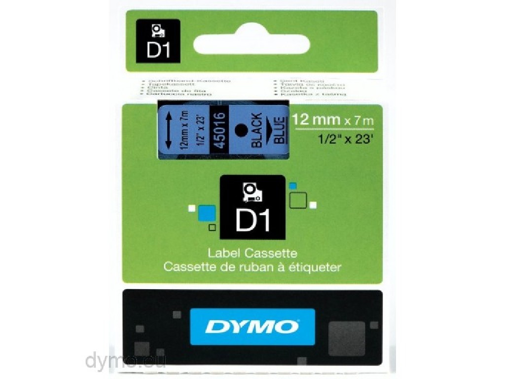 CINTA ROTULAR ELEC. 12MMx7M. DYMO D1 NEGRO/S/AZUL