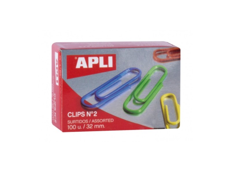 CLIPS COLORES 32 MM. Nº 2 C/100 APLI REF. 11723