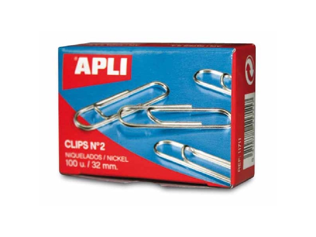 CLIPS LABIADOS NIQUELADOS Nº 2 32 MM C/100 APLI