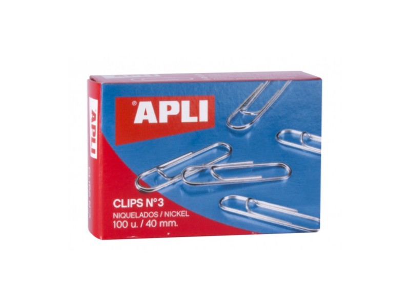 CLIPS LABIADOS NIQUELADOS Nº 3 42 MM C/100 APLI