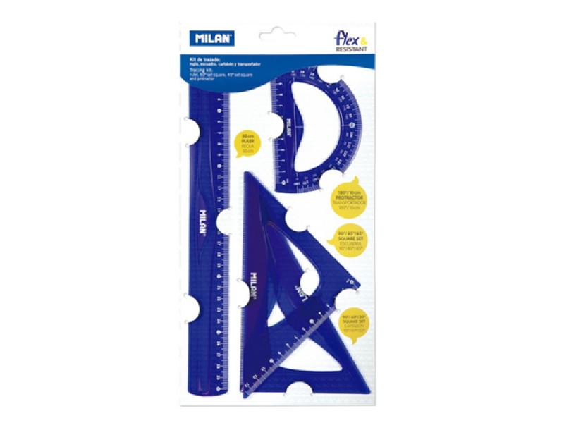 ESTUCHE DIBUJO MILAN 359801 AZUL 4 REGLAS