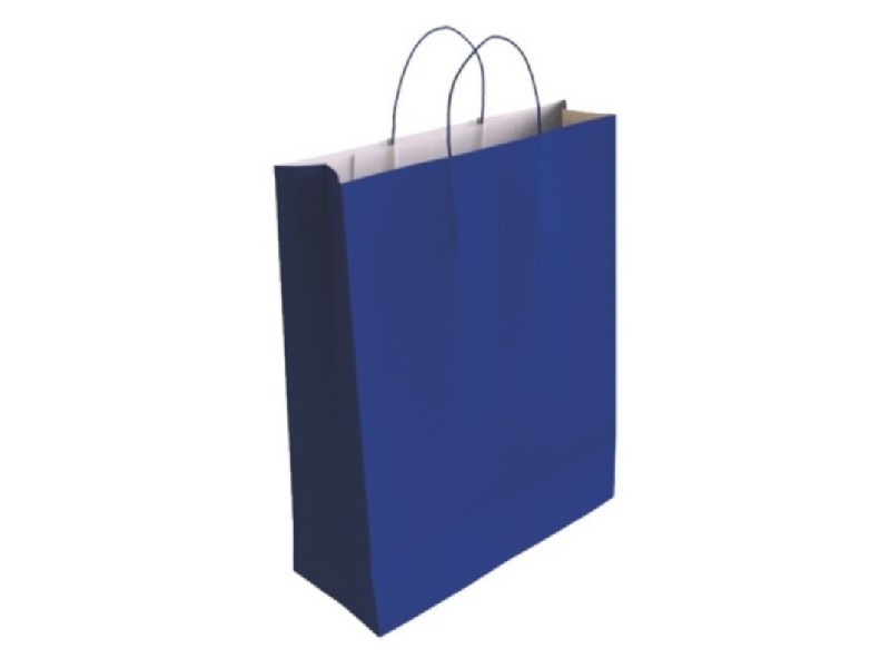 BOLSA PAPEL KRAFT 24x32x10 CM AZUL OSCURO PTE/25