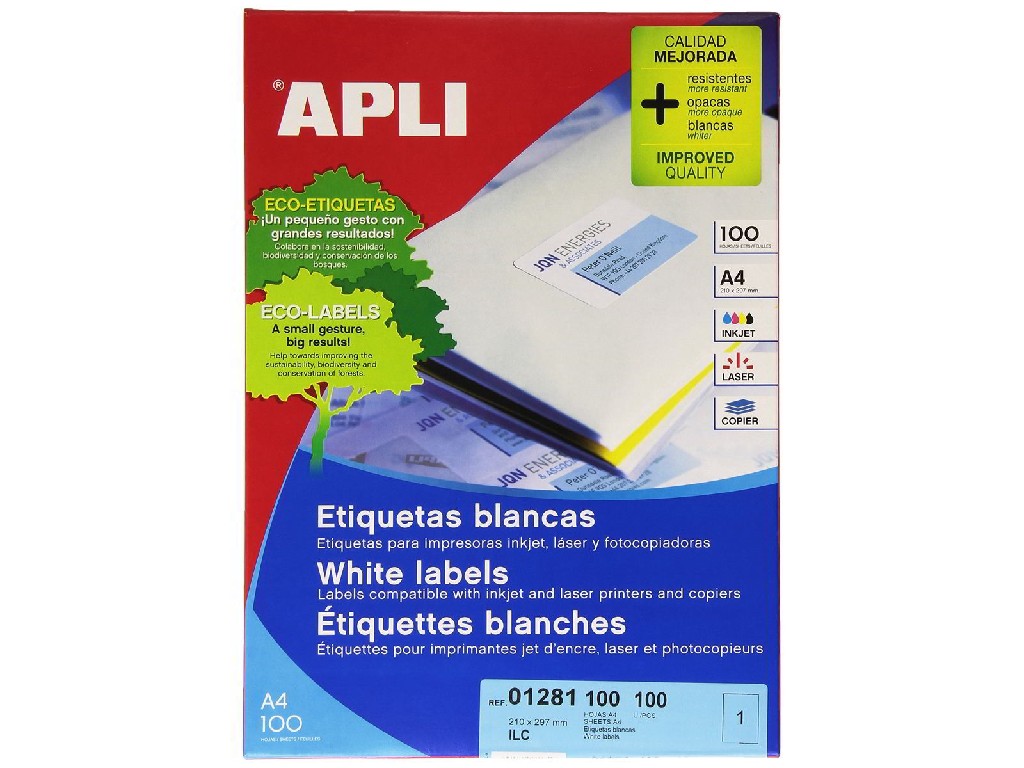 ETIQUETAS I.L.C. APLI 210x297 C/100 1281