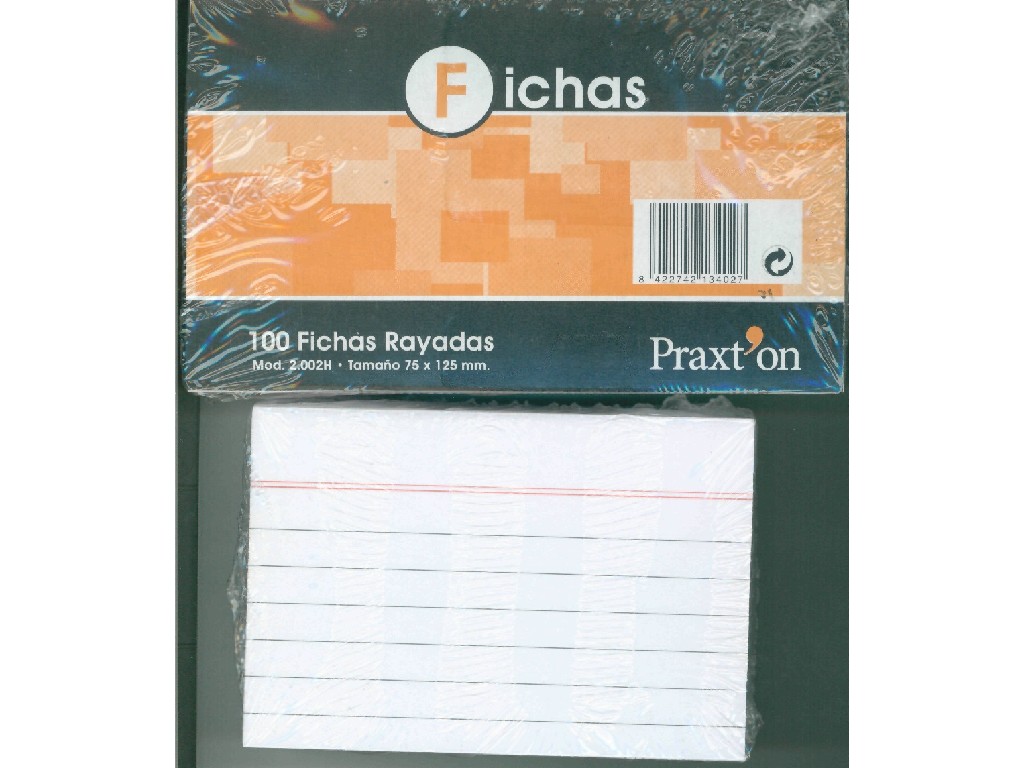 FICHAS CARTULINA RAYADAS PRAXTON Nº 2 PTE/100