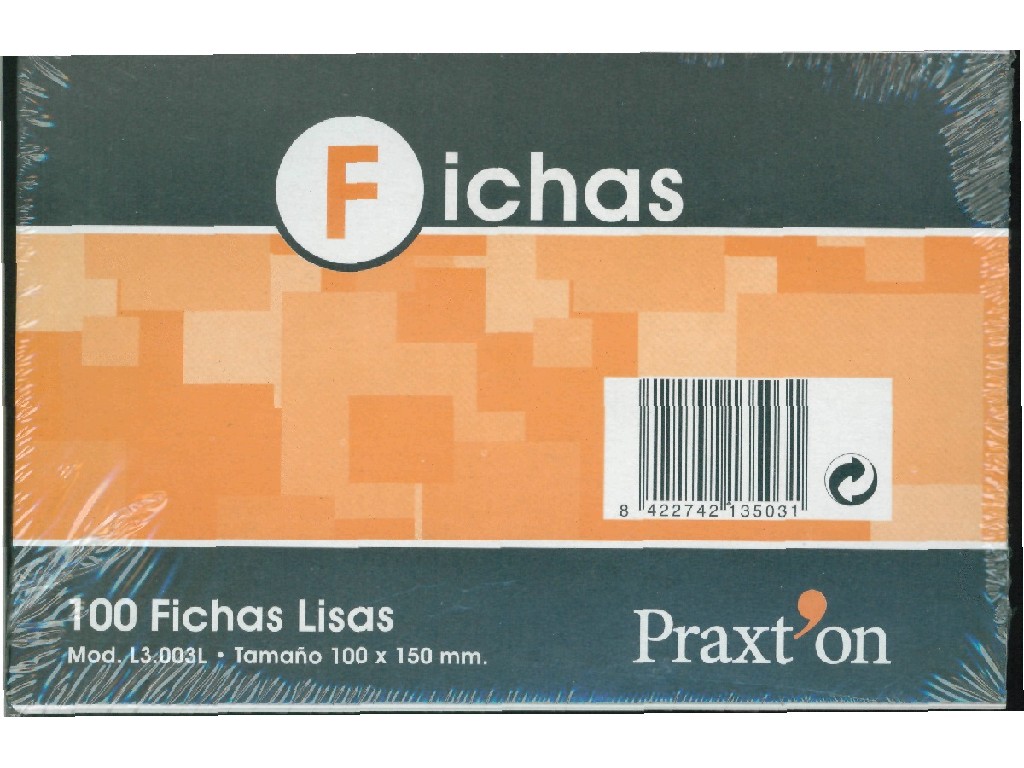 FICHAS CARTULINA LISAS PRAXTON Nº 3 PTE/100