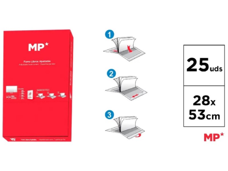 FORRO LIBRO AJUSTABLE MP 28x53 CM PACK/25 UNIDAD