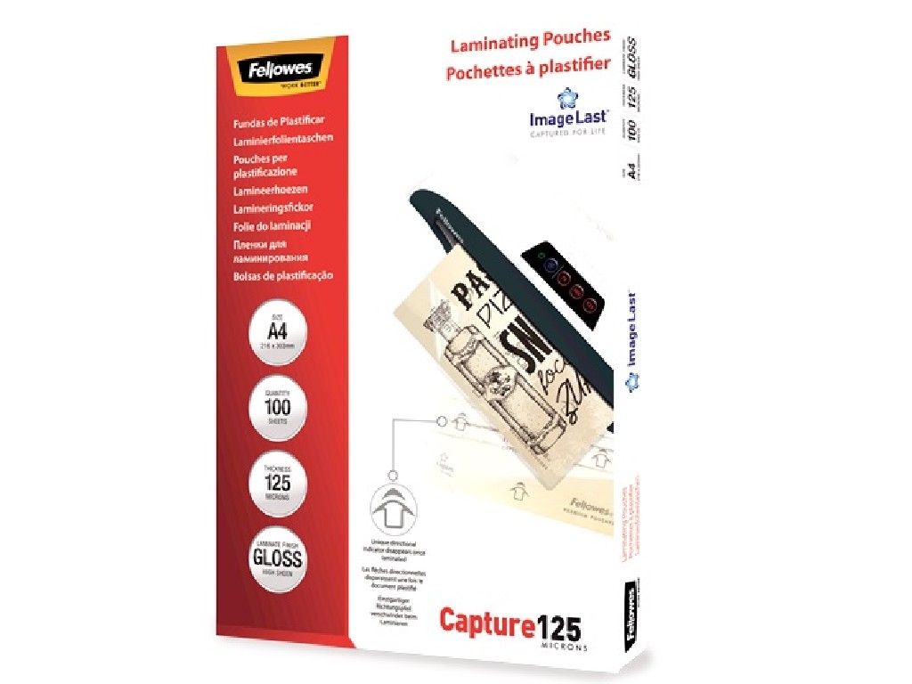 FUNDA PLASTIFICAR 216x303=A-4 125 MC FELLOWES C100