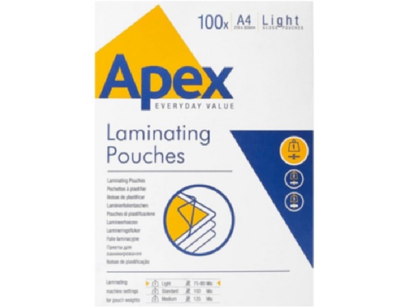 FUNDA PLASTIFICAR 216x303=A-4  80 MC APEX C/100