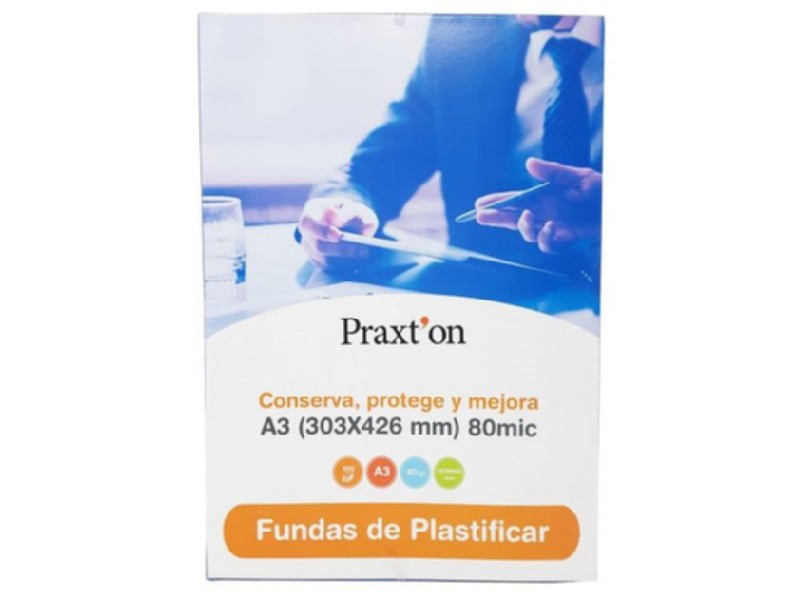 FUNDA PLASTIFICAR 303x426=A-3  80 MC PRAXTON 