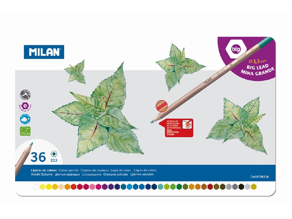 LAPIZ MILAN C/36 COLORES CAJA METAL 0726136