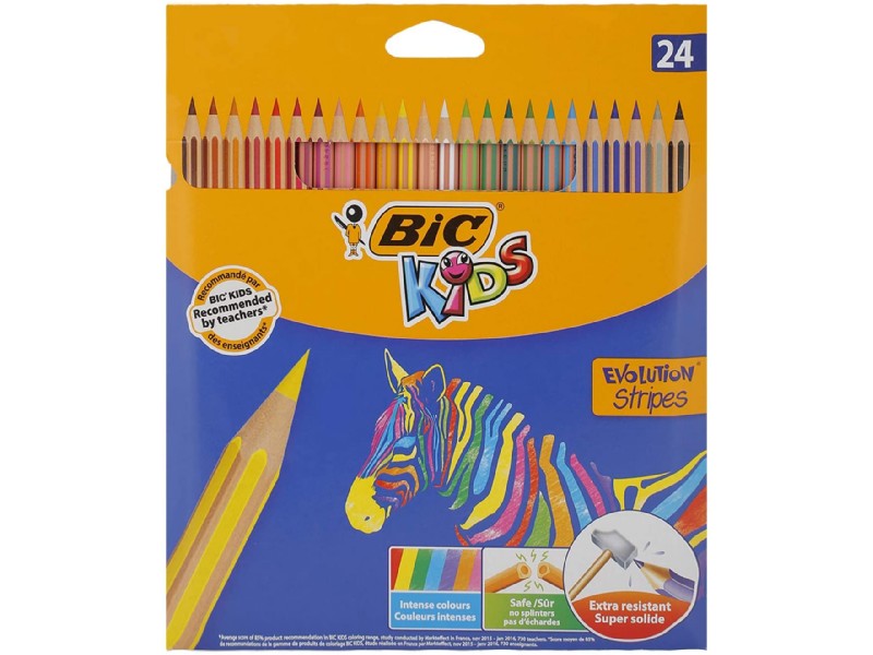 LAPIZ BIC EVOLUTION STRIPES 24 COLORES 9505251