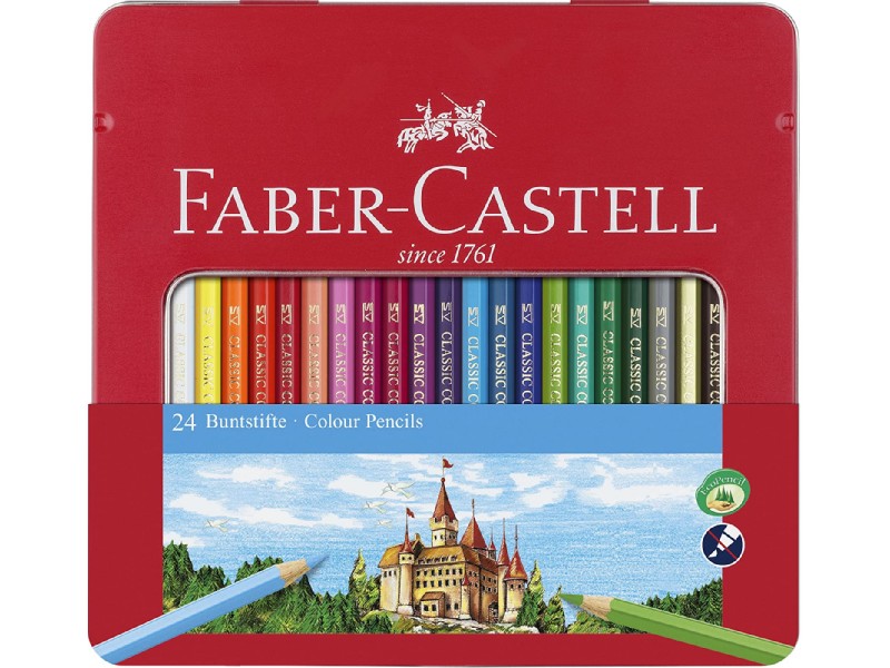 LAPIZ FABER 115824 24 COLORES CAJA METALICA