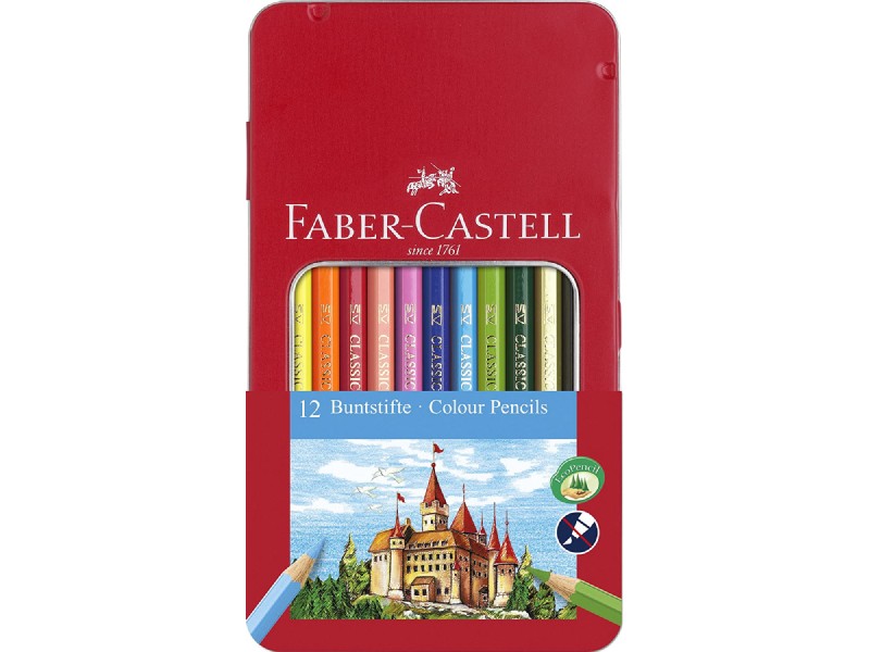 LAPIZ FABER 115801 12 COLORES CAJA METALICA