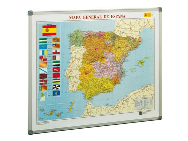 MAPA MURAL ESPAÑA  72x93 141 MARCO ALUMINIO