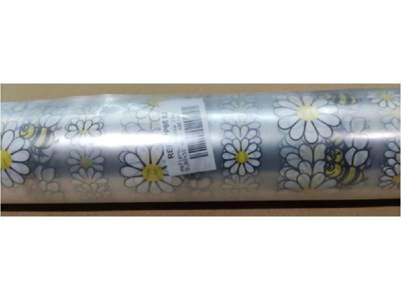 PAPEL CELOFAN DIBUJO ABEJAS-FLORES 50x0,80 M 