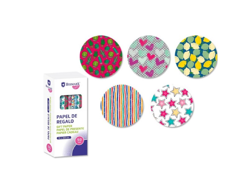 PAPEL REGALO BISMARK R/0,7x2 M TODO TIEMPO 329854