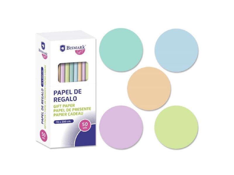 PAPEL REGALO BISMARK R/0,7x2 M LISO PASTEL 328712