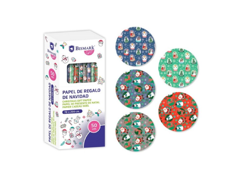 PAPEL REGALO BISMARK R/0,7x2 M NAVIDAD 332994