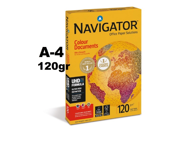 PAPEL NAVIGATOR 120 GR. PTE/250-H. A-4 COLOUR