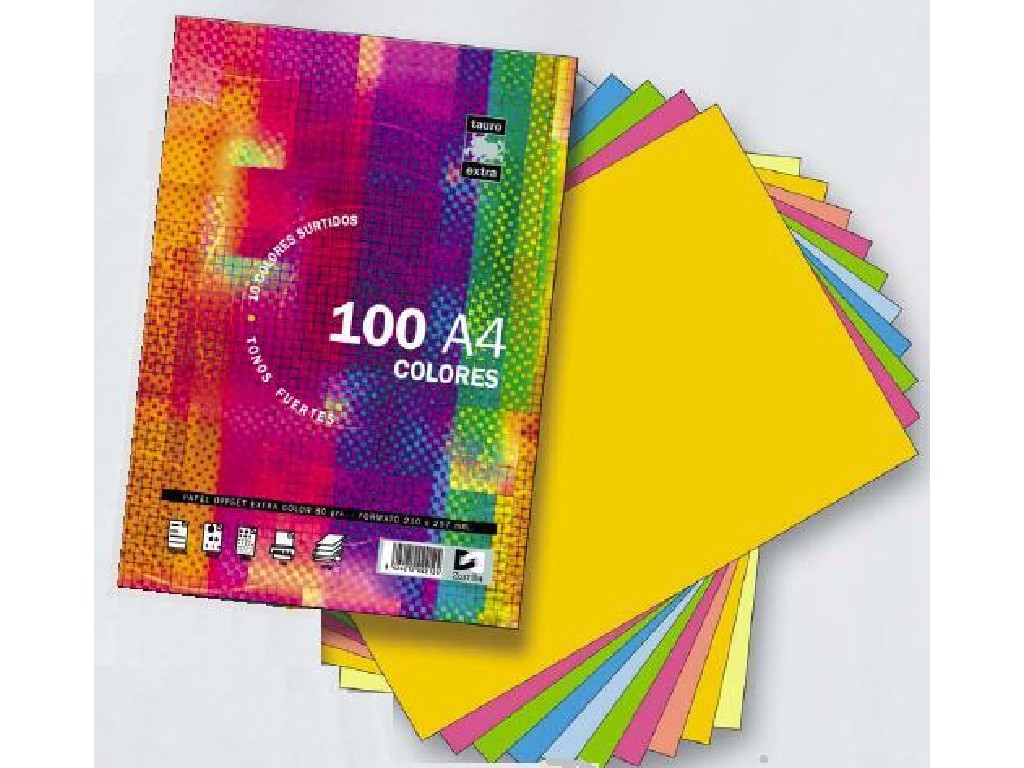 PAPEL 80 GR. A-4 100-H 10 COLOR SURT.TAURO 4022/10
