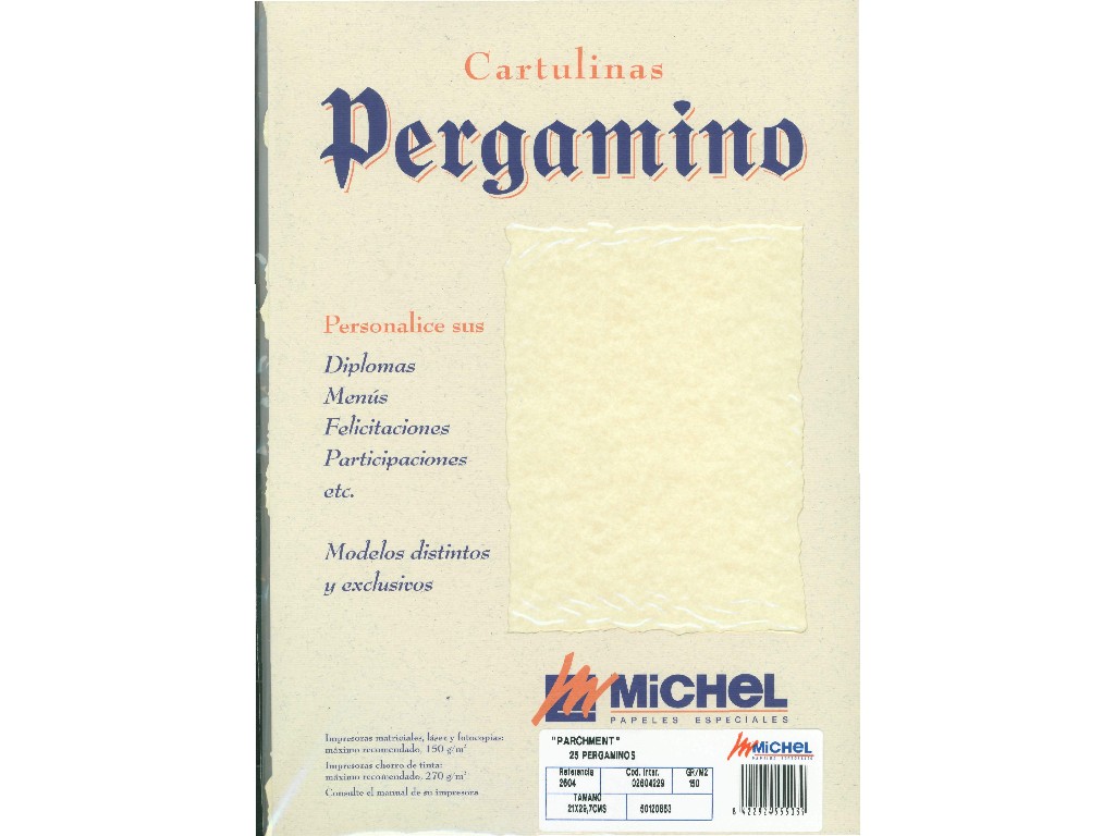 PERGAMINO MICHEL A-4 TOPACIO 150 GR. PTE/25 2604