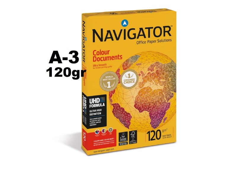 PAPEL NAVIGATOR 120 GR. PTE/500 H. A-3 COLOUR