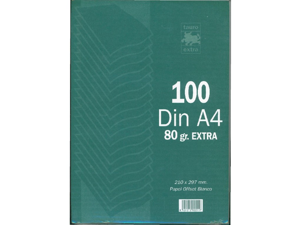PAPEL 80 GR. A-4 100-H TAURO LISO BLANCO