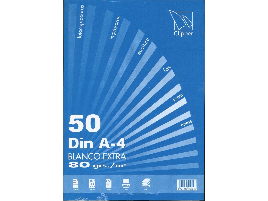 PAPEL 80 GR. A-4  50-H CLIPPER LISO BLANCO